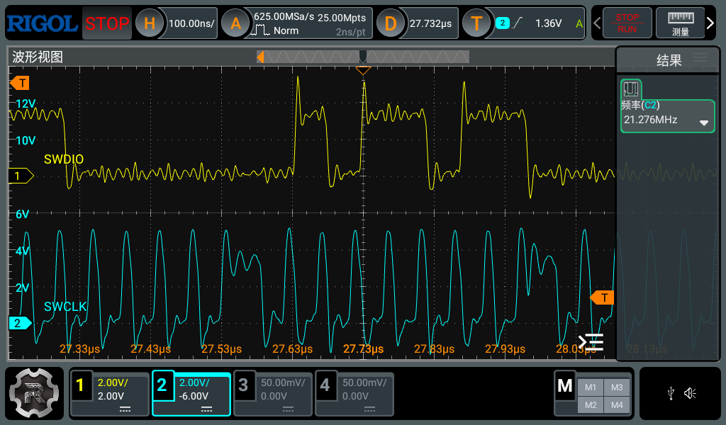 OpenOCD 21000kHz SWD 波形